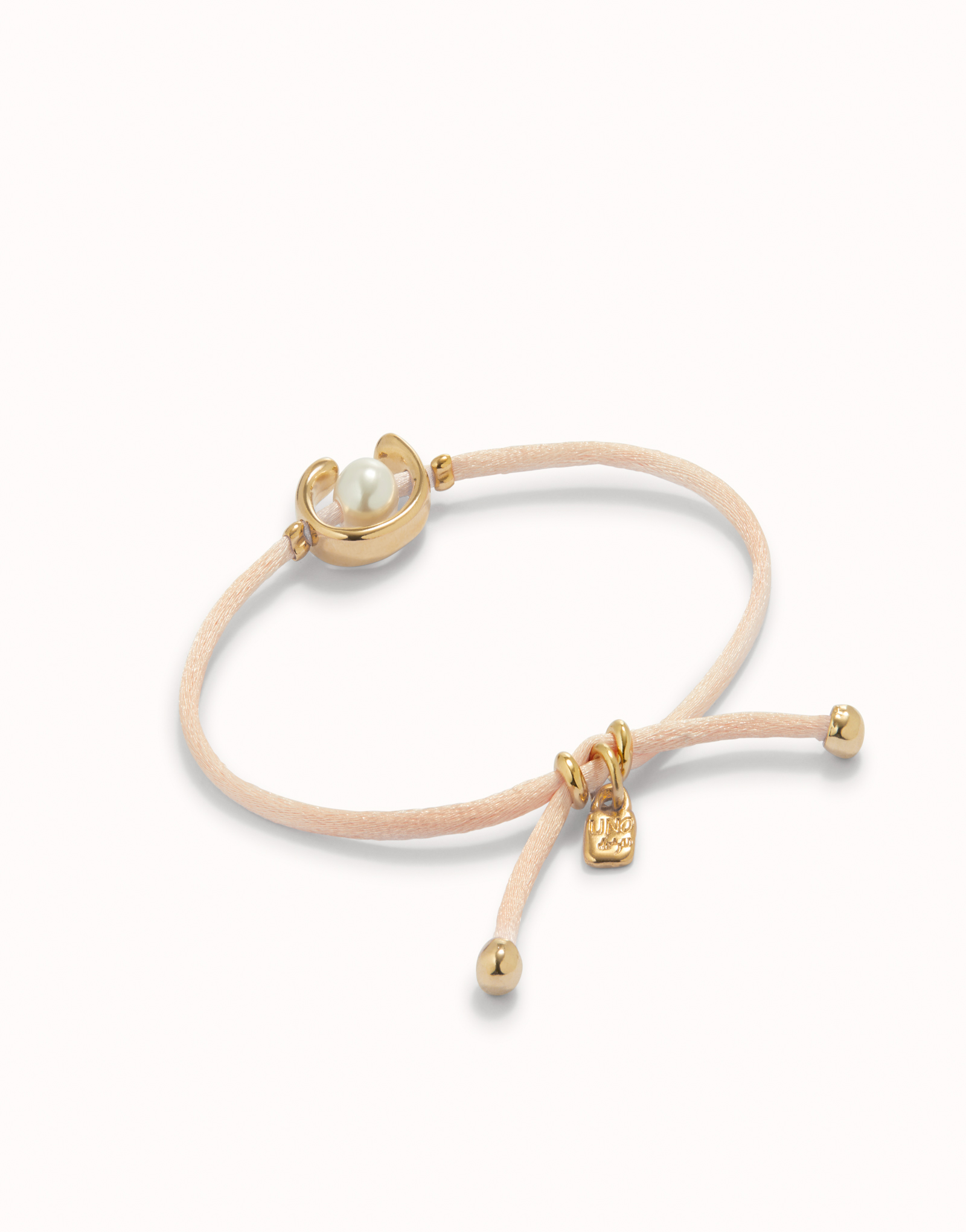 18K gold-plated salmon thread bracelet with shell pearl accessory., Golden, large image number null